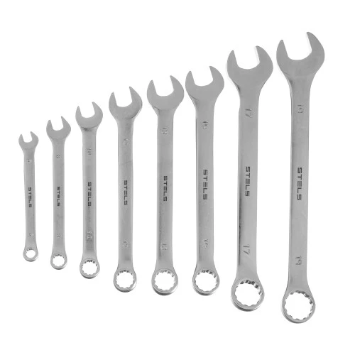Набор ключей комбинированных 6-19 мм, 8 шт., CrV, матовый хром Stels