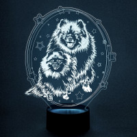 3D светильник  Собачки Шпиц Кеесхонд