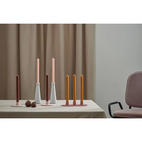 Набор из двух свечей бежево-розового цвета из коллекции edge, 24,5 см