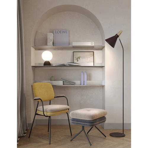 Пуф pea, велюр, бежевый/темно-серый