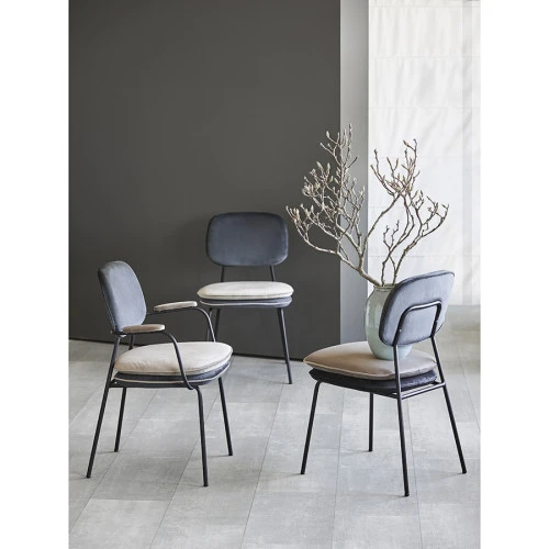 Стул с подлокотниками и контрастным кантом pea, велюр, темно-серый/бежевый