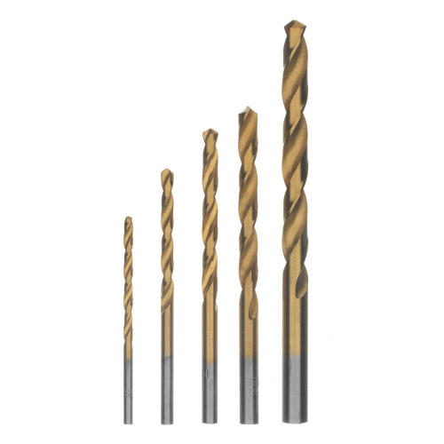 Набор нитридтитановых сверл по металлу, 3-4-5-6-8 мм, HSS, 5 шт, пластиковая коробка, цилиндрический хвостовик Matrix