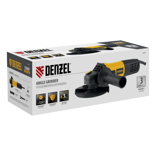 Машина шлифовальная угловая AG125-1500, 1500 Вт, 125 мм, 3000-11000 об/мин Denzel
