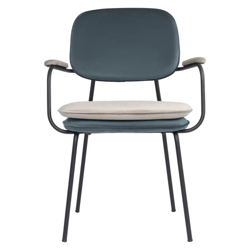 Стул с подлокотниками pea, велюр, сине-зеленый/бежевый