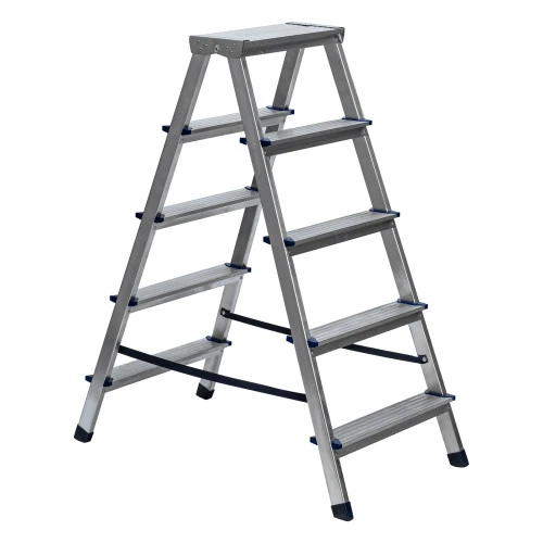 Стремянка двусторонняя 5 ступеней, алюминиевая, Сибртех