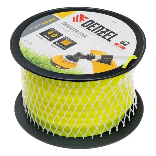 Леска для триммера квадрат, 4,0мм х 62м, на DIN катушке FLEX CORD Denzel