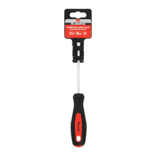 Отвертка Anti-Slip, SL5 х 100 мм, CrV, двухкомпонентная рукоятка Matrix