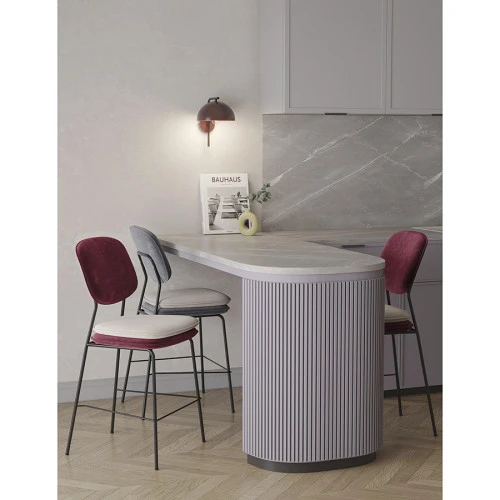 Стул полубарный pea, велюр, бордовый/бежевый