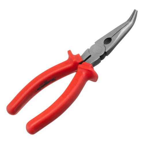 Длинногубцы изогнутые Econom, 200 мм, шлифованные, пластмассовые рукоятки Matrix