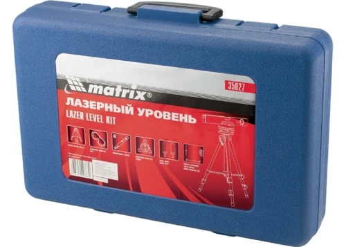 Лазерный уровень, 400 мм, 850 мм штатив, 3 глазка, (база, 2 линзы, очки) пластиковый бокс Matrix