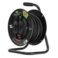 Удлинитель силовой на кабельной катушке, ПВС, 25 м, 4 розетки с крышкой, IP44, 16А, УХз16, Сибртех