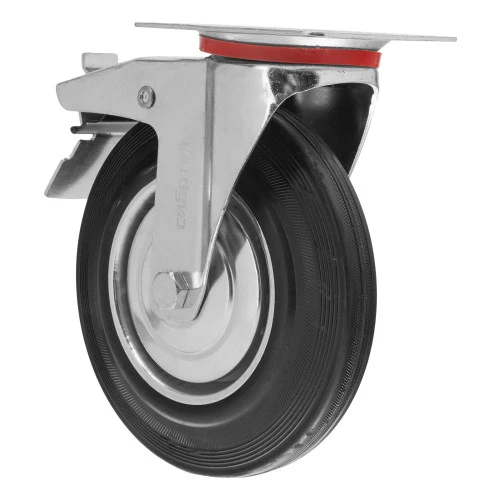 Колесо поворотное с тормозом D 200 мм, крепление  платформенное Сибртех