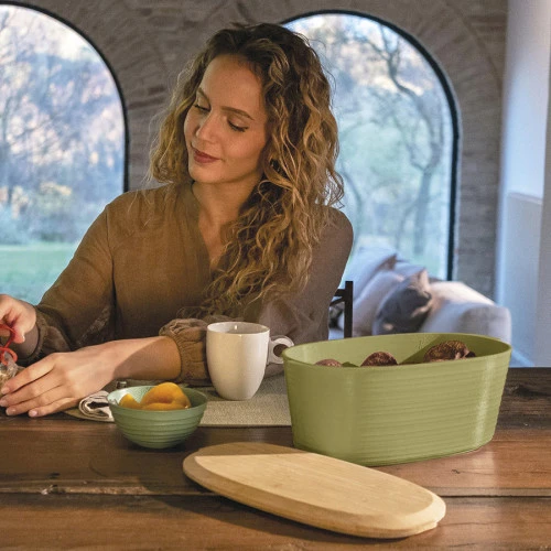 Хлебница с бамбуковой крышкой tierra, 10 л, светло-зеленая