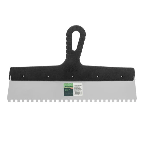 Шпатель  из нержавеющей стали, 350 мм, зуб 6 х 6 мм, пластмассовая ручка Сибртех