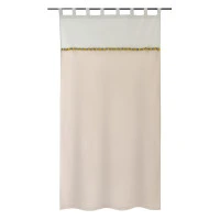 Штора из хлопка с помпонами бежево-серого цвета из коллекции essential, 150х290 см