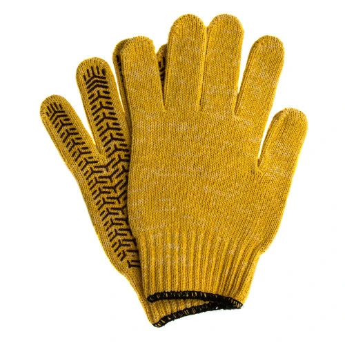 Перчатки трикотажные усиленные, гелевое ПВХ-покрытие, 7 класс, желтые Сибртех