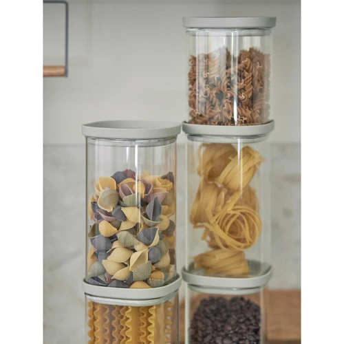 Банка для хранения стеклянная с крышкой, 1,5 л, светло-серая