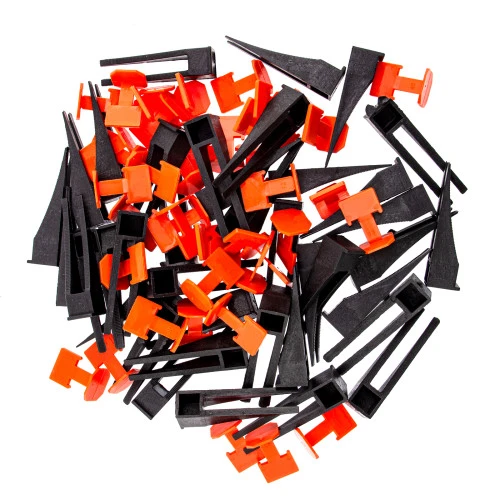 Система выравнивания плитки (СВП) комплект: зажимы, клинья (40/40 шт) в пакете Сибртех