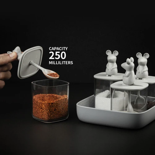 Набор банок для сыпучих продуктов lucky mouse seasoning, 4 шт.