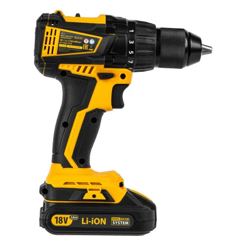 Дрель-шуруповерт аккумуляторная, бесщет. BLDL-IB-18-02, Li-Ion, 18 В, 2 акк. Denzel