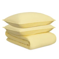 Комплект постельного белья из стираного перкаля светло-желтого цвета из коллекции essential, 200х220 см