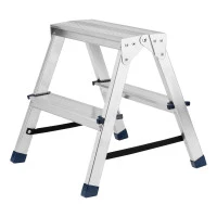 Стремянка двусторонняя 2 ступени, алюминиевая, Сибртех