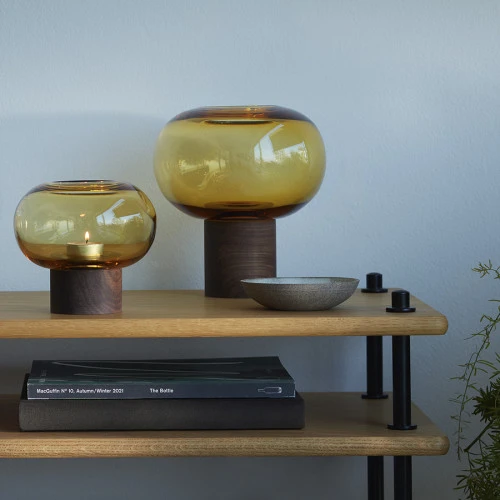 Ваза oblate, 21,5 см, янтарь/орех