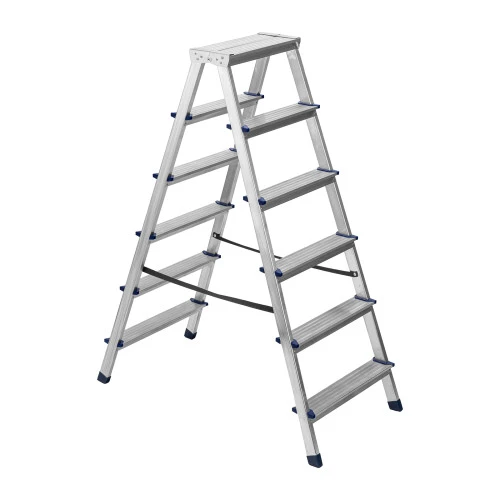 Стремянка двусторонняя 6 ступеней, алюминиевая, Сибртех