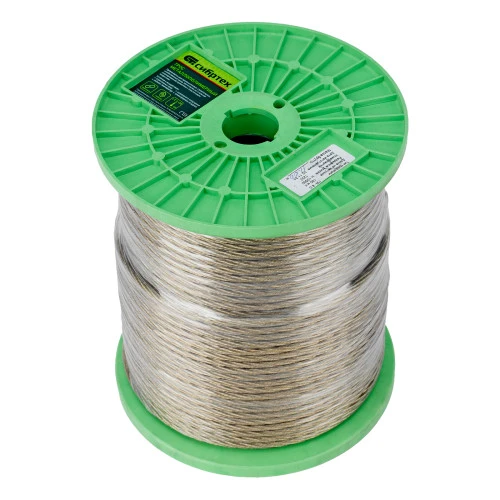 Трос металлополимерный прозрачный ПР-6.0, толщина 6.0 мм, катушка 150 метров Сибртех