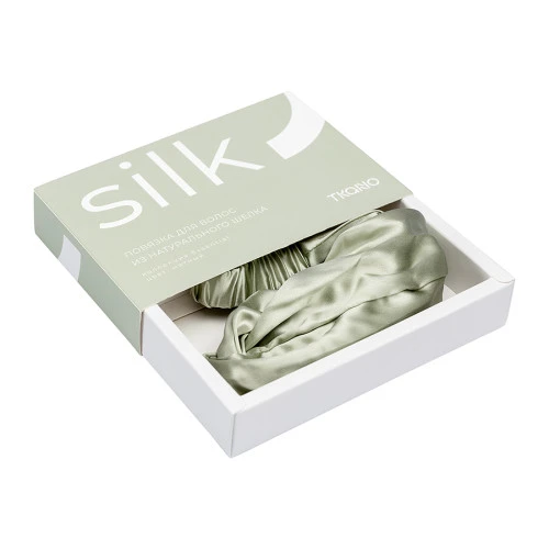 Повязка для волос из натурального шелка мятного цвета из коллекции essential