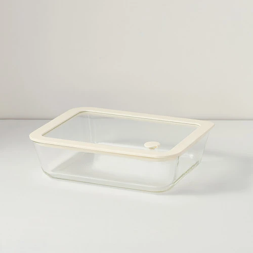 Контейнер для запекания и хранения стеклянный с вакуумным эффектом, 1,4 л, молочный