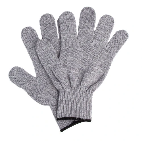 Перчатки трикотажные, акрил, серое мулине, оверлок Сибртех