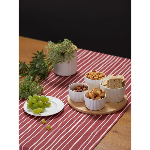 Менажница soft ripples, dual glazing, на деревянной подставке, 4 чаши