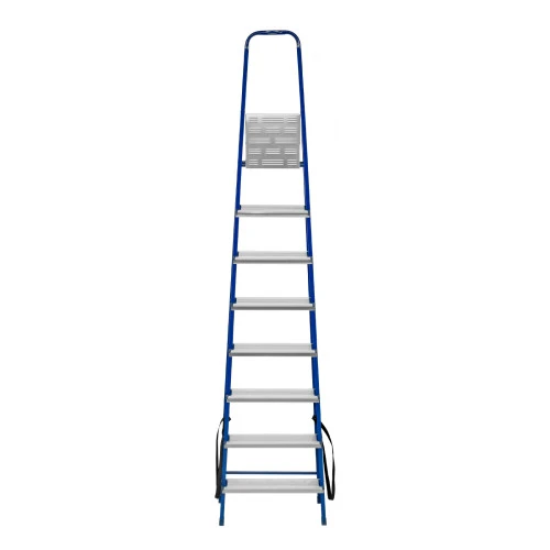Стремянка, 8 ступеней, стальной профиль, алюминиевые ступени Сибртех