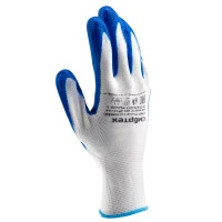 Перчатки полиэфирные с синим нитрильным покрытием, размер L, 15 класс вязки Сибртех