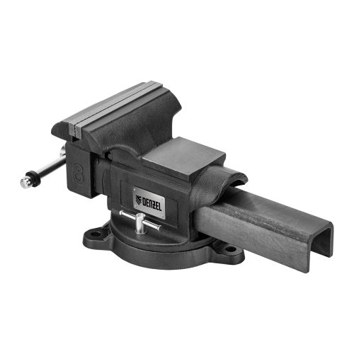 Тиски слесарные BVH-200, 200 мм, поворотные, стальная направляющая, с наковальней //Denzel