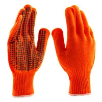 Перчатки трикотажные, акрил, ПВХ гель, "Протектор", оранжевый, оверлок Сибртех