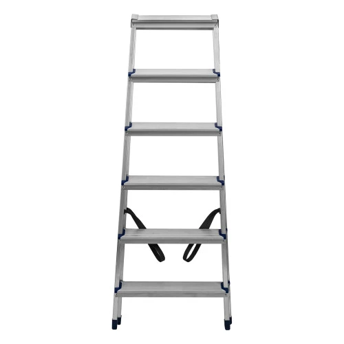 Стремянка двусторонняя 6 ступеней, алюминиевая, Сибртех