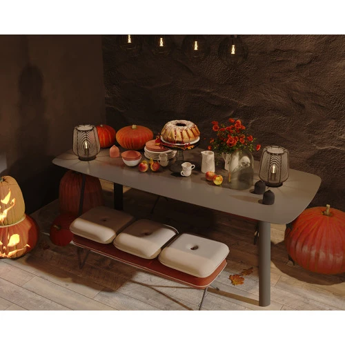 Банкетка pea, велюр, бежевая/бордовая