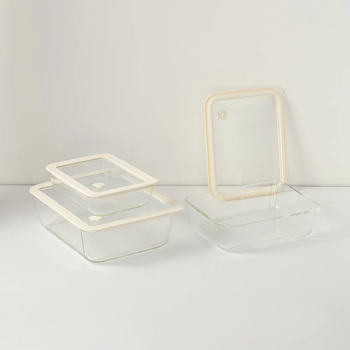 Контейнер для запекания и хранения стеклянный с вакуумным эффектом, 700 мл, молочный