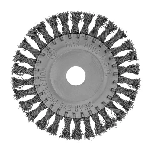 Щетка для УШМ 150 мм, посадка 22.2 мм, плоская, крученая металлическая проволока Сибртех