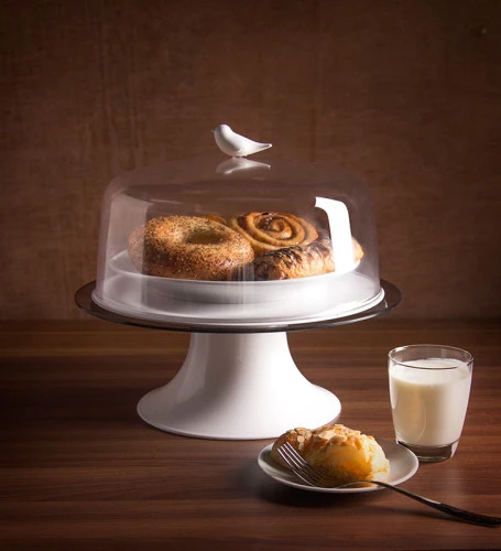 Тортовница sparrow, зеленый декор