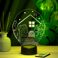 3D светильник  Светильник "Ёжик и медвежонок у костра #2"