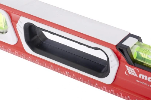 Уровень алюминиевый, магнит, фрезерованный, 3 глазка (1 зеркальный) двухкомпонентные рукоятки, 2000 мм Matrix