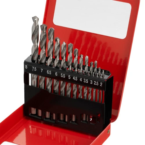 Набор сверл по металлу, 2-8 мм (через 0.5 мм) HSS 13 шт, металлическая коробка, цилиндрический хвостовик Matrix