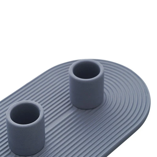 Подсвечник для 3 свечей из каменной керамики темно-синего цвета из коллекции essential