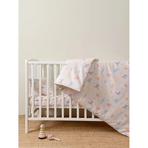 Простыня на резинке из сатина с принтом animalia world из коллекции tiny world, 90х200х28 см