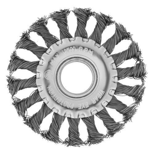 Щетка для УШМ 100 мм, посадка 22.2 мм, плоская, крученая проволока 0.5 мм Matrix