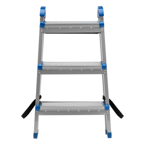 Стремянка двухсторонняя 3 ступени, сталь профиль, стальные ступени, Сибртех