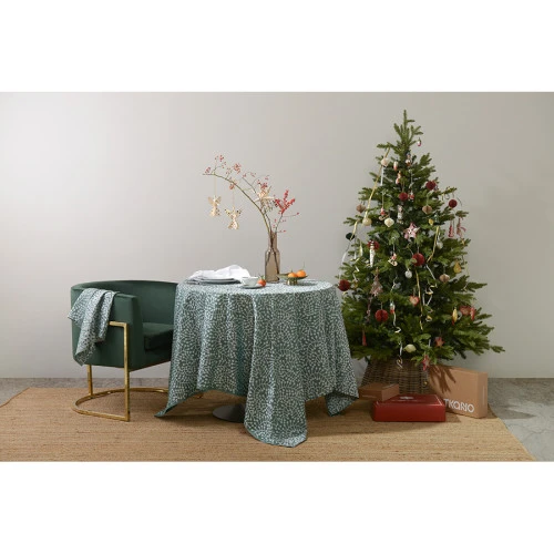 Скатерть из хлопка зеленого цвета с рисунком Спелая смородина, scandinavian touch, 180х260см